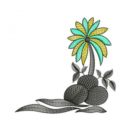 Coconut Tree Embroidery For Beach Tshirts