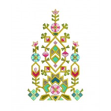 Colorful Thread Phulkhari Sequins Embroidery Pattern 24982