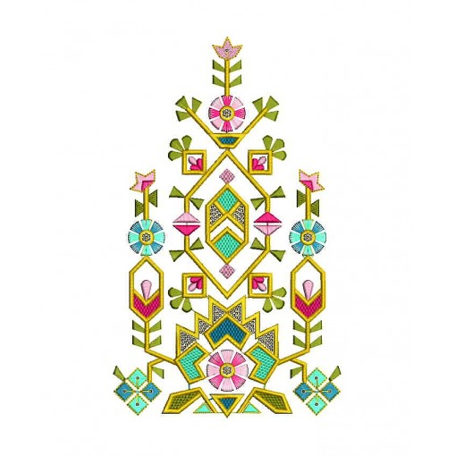 Colorful Thread Phulkhari Sequins Embroidery Pattern 24982