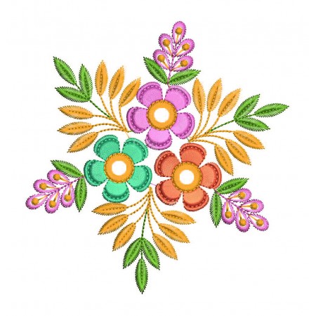 Colour Flowers Embroidery Design