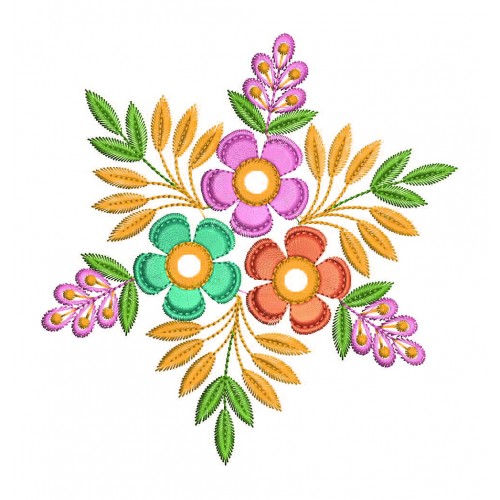 Colour Flowers Embroidery Design