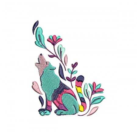Colourful Wolf Embroidery Design