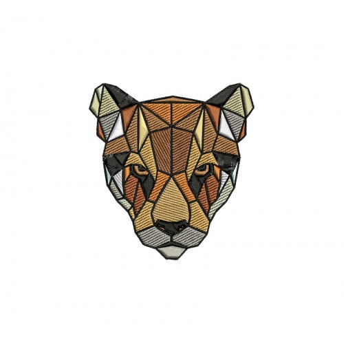 Cougar Geometric Head Embroidery Design