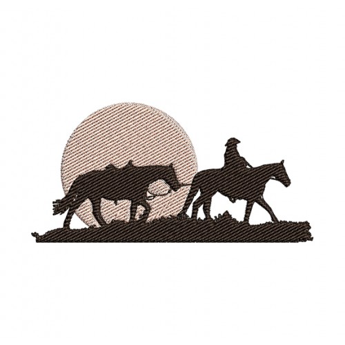 Cowboys Riding Into The Sunset Embroidery Design