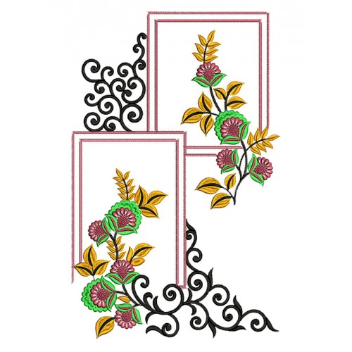 Creative Floral Frame Embroidery Applique