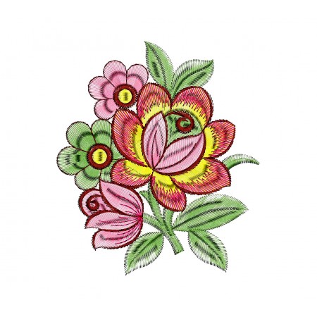 Creative Rose Floral Embroidery Design For Hankie