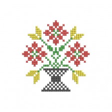 Cross Stitch Flower Pot Embroidery