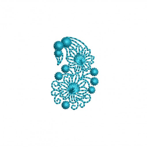 Delicate Arabic Butta Embroidery Design (1 Color, 2.5cm x 1.6cm)