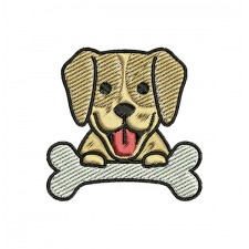 Dog With Bone Embroidery Design