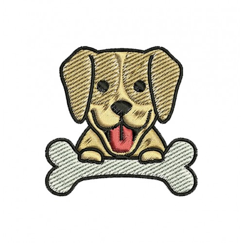 Dog With Bone Embroidery Design