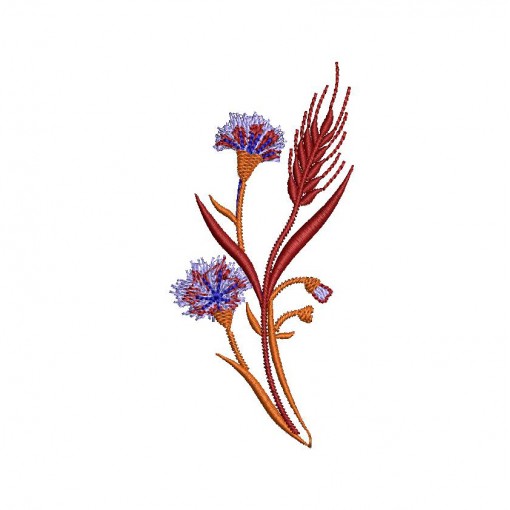  Charming Wildflower Bouquet Applique Embroidery Design (5 Colors, 10.8cm x 5cm)