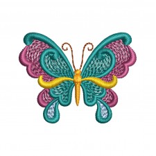  Detailed Butterfly Embroidery Design (6 Colors, 3.8cm x 4.9cm)