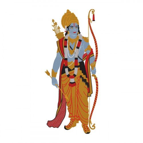 Divine Lord Shri Ram Embroidery Design (5 Colors, 80.8cm x 34.5cm)