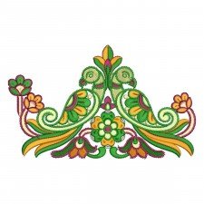  Elegant Floral Embroidery Design (4 Colors, 16.2cm x 26.6cm)