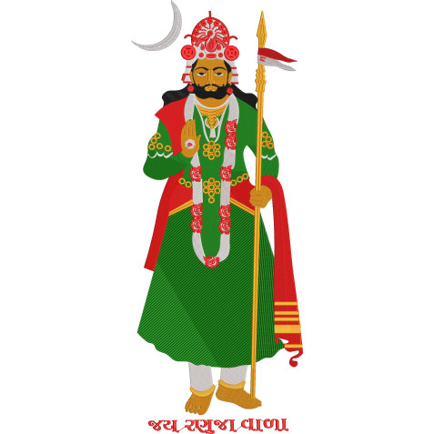 Grand Alakhdhani Baba Ramdevji Maharaj Embroidery Design (6 Colors, 84.1cm x 33.4cm)