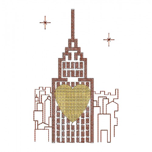 Empire State Building Heart Embroidery