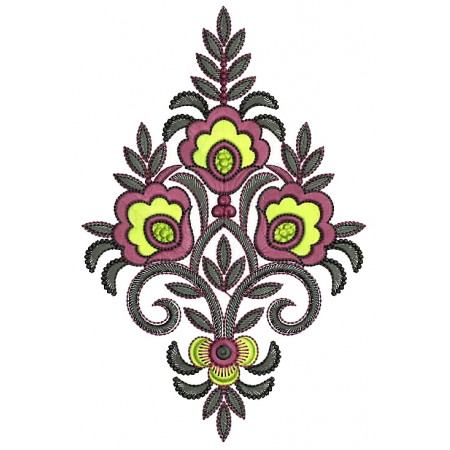 Fancy Floral Applique Embroidery Design 25984