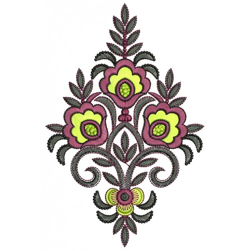 Fancy Floral Applique Embroidery Design 25984