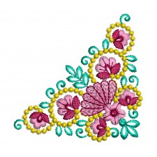 Fancy Flower Corner Embroidery