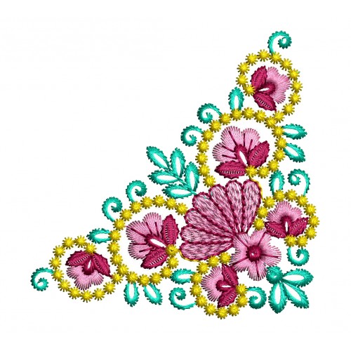 Fancy Flower Corner Embroidery
