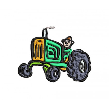 Farmer On Tractor Embroidery