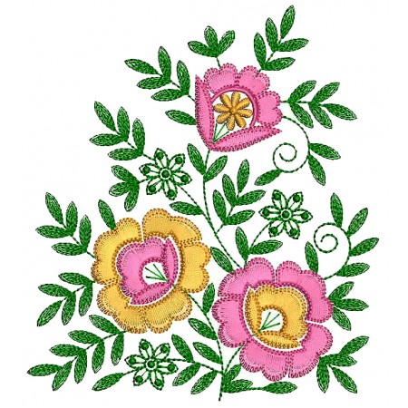Floral Applique Machine Embroidery Design