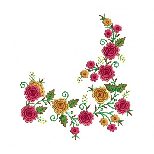 Floral Corner Embroidery Design
