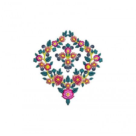 Floral Folk Embroidery Design