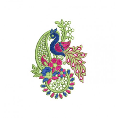 Flower Peacock Embroidery Design