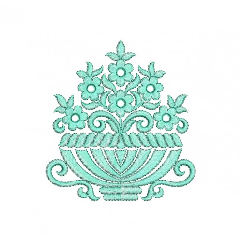 Flower Vase Embroidery Design