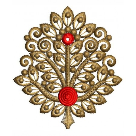 Gold Floral Damask Applique Embroidery Design 24877