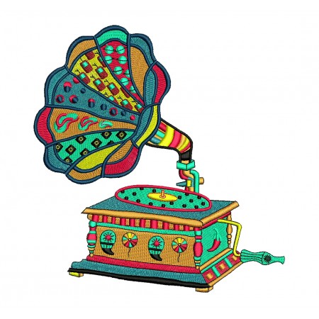 Gramophone Embroidery Design