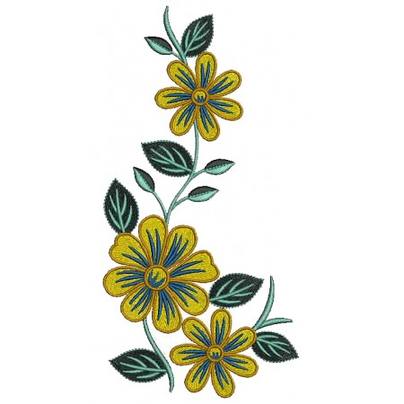 Green Blossom Applique Embroidery Design 25095