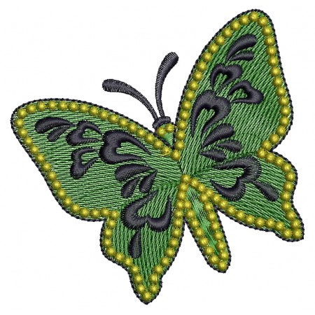 Green Butterfly Applique Embroidery Design 25107