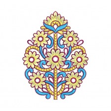 Green Flower Applique Embroidery Design 17111