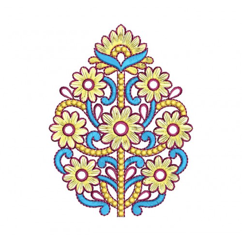 Green Flower Applique Embroidery Design 17111