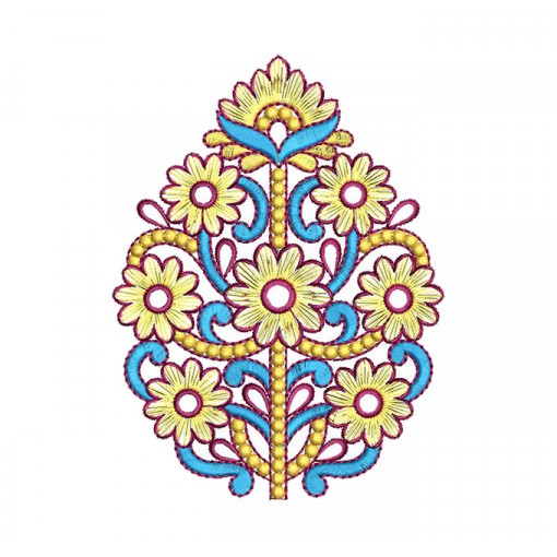 Green Flower Applique Embroidery Design 17111