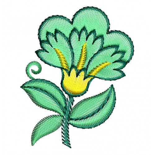 Green Flower Applique Embroidery Design 25112