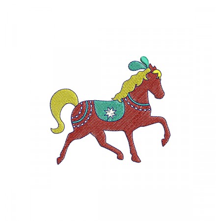 Playing Dala Horse Embroidery Design With Outlines