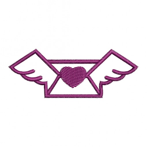 Heart Message Box With Wings Embroidery