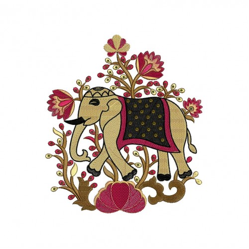 Indian Elephant Embroidery Design