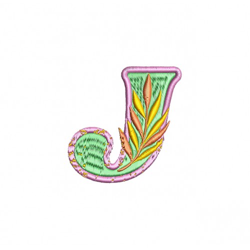 J Letter Embroidery Design