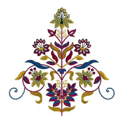 Kashmiri Concept Butta Embroidery Design