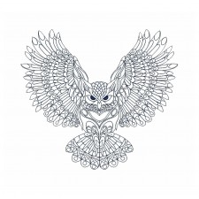 Mandala Owl Flying Embroidery Design