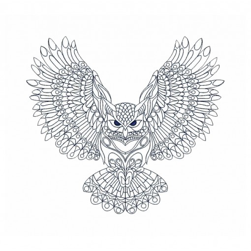 Mandala Owl Flying Embroidery Design