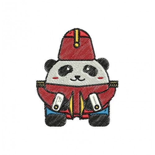 Musical Instrument Panda Embroidery