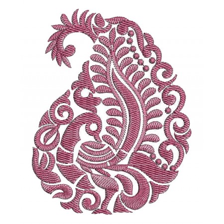 Peacock Saree Applique Embroidery Design 25150