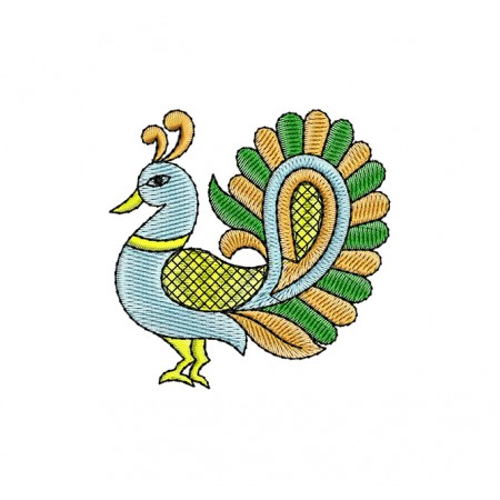 Peacock Embroidery For Kalamkari Fabrics