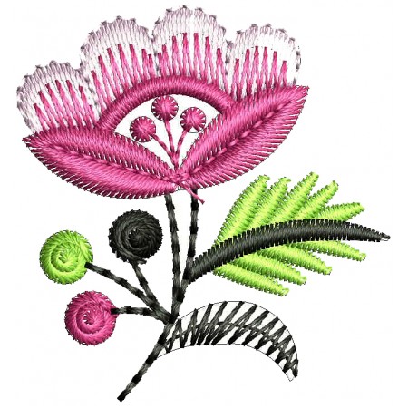 Pink Flower Applique Embroidery Design 25998
