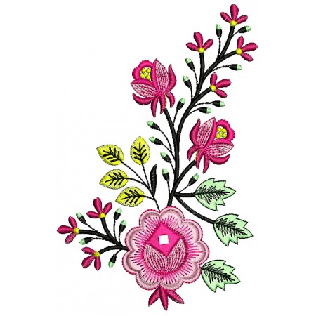 Pink Flower Embroidery Applique Design 25864